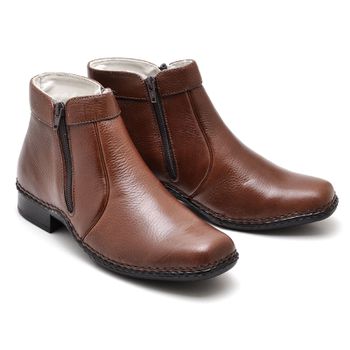 Botina Casual Conforto Couro Café 1600 - Franca Sapatos | Sapatos em Couro Direto da Fábrica