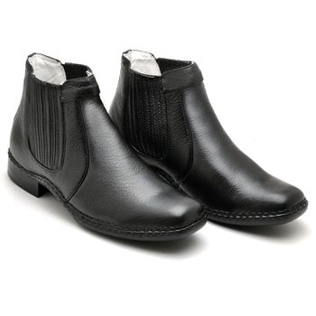 Botina Casual Conforto Couro Preto 1601 - Franca Sapatos | Sapatos em Couro Direto da Fábrica