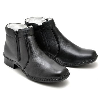 Botina Casual Conforto Couro Preto 1600 - Franca Sapatos | Sapatos em Couro Direto da Fábrica