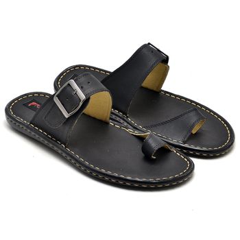 Chinelo Masculino Conforto Couro Preto 803 - Franca Sapatos | Sapatos em Couro Direto da Fábrica