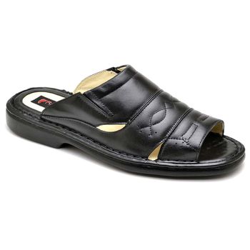 Chinelo Masculino Conforto Couro Preto 2600 - Franca Sapatos | Sapatos em Couro Direto da Fábrica