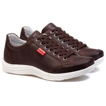 Sapatênis Casual Conforto Couro Marrom 3001 - Franca Sapatos | Sapatos em Couro Direto da Fábrica