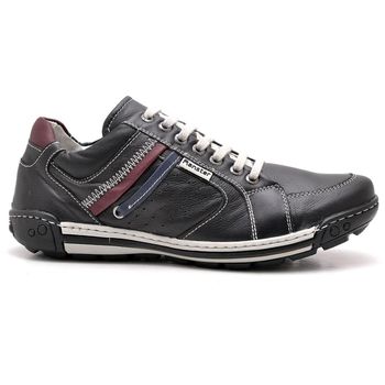 Sapatênis Casual Conforto Couro Preto 3007 - Franca Sapatos | Sapatos em Couro Direto da Fábrica