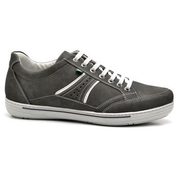 Sapatênis Casual Conforto Couro Cinza 3013 - Franca Sapatos | Sapatos em Couro Direto da Fábrica