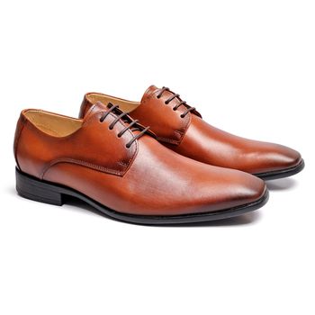 Sapato Social Oxford Cromo Argentino Caramelo - Franca Sapatos | Sapatos em Couro Direto da Fábrica