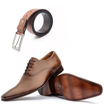 Kit Masculino Oxford + Cinto Couro Whisky