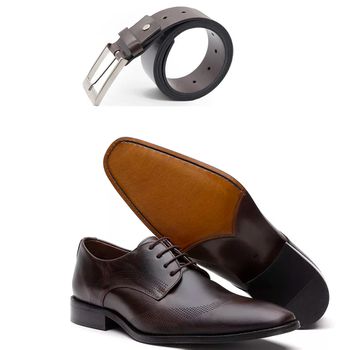 Kit Masculino Oxford Crazy Horse + Cinto Couro Marrom
