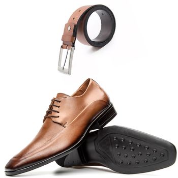 Kit Masculino Derby + Cinto Couro Whisky