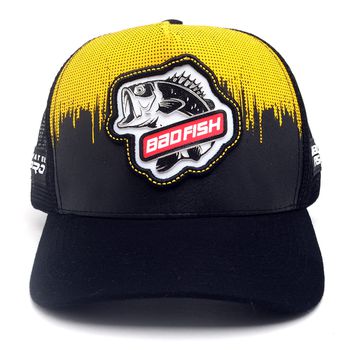Boné Bad Fish Esporte Pesca Bordado Preto e Amarelo 01 - FULGORE MILITAR