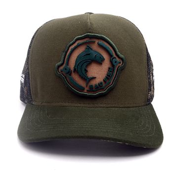 Boné Bad Fish Esporte Pesca Bordado Marrom Militar - FULGORE MILITAR