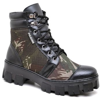 Coturno Bota Fulgore Roqueira Sola Plataforma Tratorado Preto Camuflado 7090 - FULGORE MILITAR