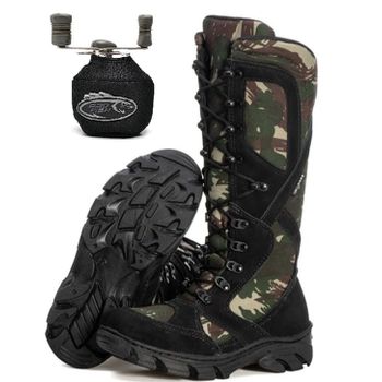 Kit Bota Coturno Militar Cano Alto Fulgore Caça e Pesca + Capa Molinete - FULGORE MILITAR