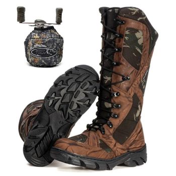 Kit Bota Coturno Militar Cano Alto Fulgore Caça e Pesca + Capa Molinete - FULGORE MILITAR