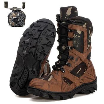 Kit Bota Coturno Militar Cano Medio Fulgore Caça e Pesca + Capa Molinete - FULGORE MILITAR