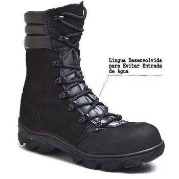 Bota Coturno Militar Tático Fulgore Couro Preta - FULGORE MILITAR