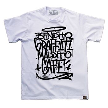 Camiseta Bendito Maldito - Branca - Graffiti com Café