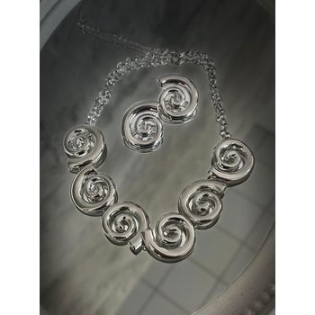 Conjunto com Design Espiral Prata - 03.006 - JOYCE PRADO