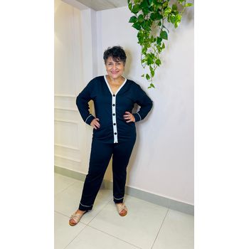 Pijama Longo Preto e Branco 0600.01 - 0600.01 - JOYCE PRADO