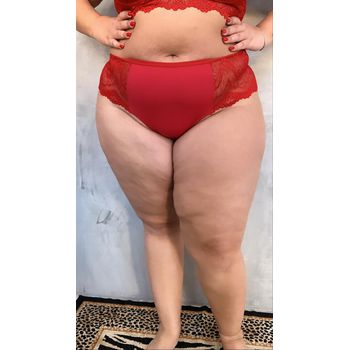 Calcinha Plus Size Fio Duplo Vermelha viés Lateral... - JOYCE PRADO