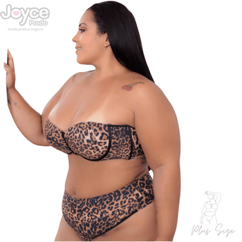 Conjunto Plus Size tomara que caia onça base espum... - JOYCE PRADO