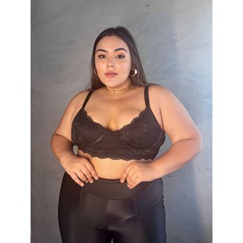 Cropped Meia Taça Sem Bojo Renda Preto 180.01 - 18... - JOYCE PRADO