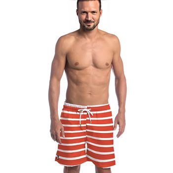 SHORT FORTHEM Listrado Laranja e Branco 0110 - LIS... - Forthem ®