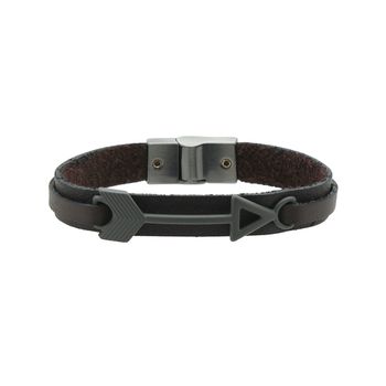 Pulseira Seta Laroche de Couro Masculina - Marrom - 02177-3382 - Calçados Laroche