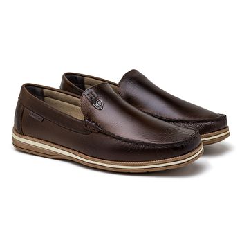 Mocassim Masculino Laroche Arpoador em Couro - Café - Calçados Laroche