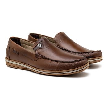 Mocassim Masculino Laroche Arpoador em Couro - Café - Calçados Laroche