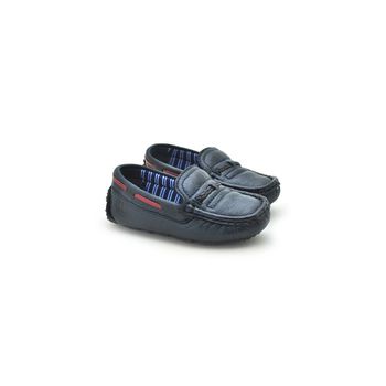 Mocassim Bali Babie de Couro - Marinho/Vermelho - 03982-2051 - Calçados Laroche