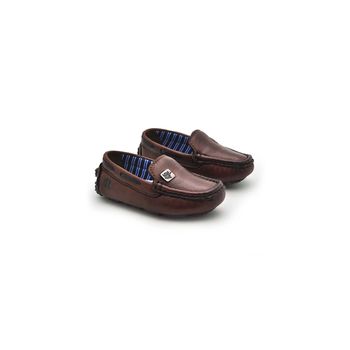 Mocassim Bali Babie de Couro - Brown/Marinho - 03988-2683 - Calçados Laroche