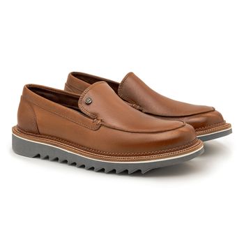Sapato Casual Bolt Em Couro Legitimo - Whisky - Calçados Laroche