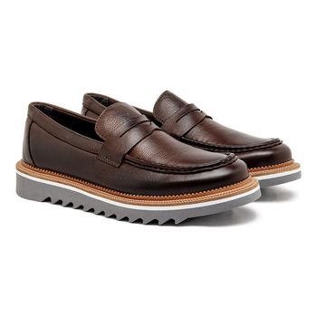 Loafer Masculino Casual Laroche Bolt Em Couro - Café - Calçados Laroche