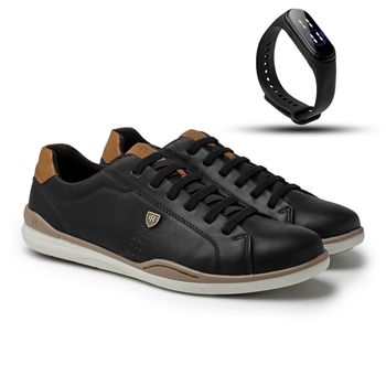 Sapatenis Masculino LRC Absolut - Preto + Gratis Relógio Digital Preto - Calçados Laroche