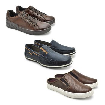 Combo: Sapatenis Stratus + Mocassim Paraty + Mule Stratus
