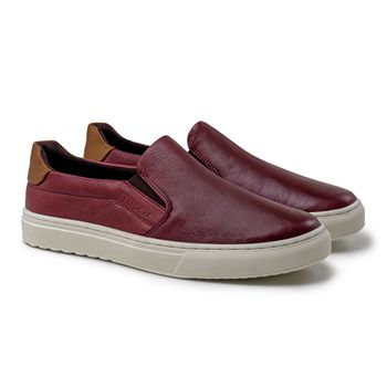 Slip On Masculino Connect em Couro - Vinho E L - 07312-2675 - Calçados Laroche