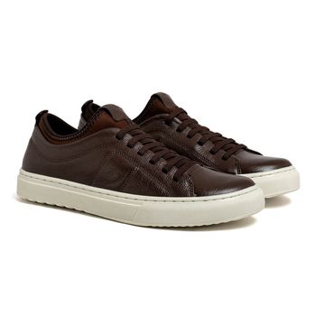 Sapatenis em Couro Casual Masculino Connect - Marrom E L - Calçados Laroche