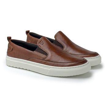 Slip On Masculino Connect em Couro - Brown - 07331-1894 - Calçados Laroche