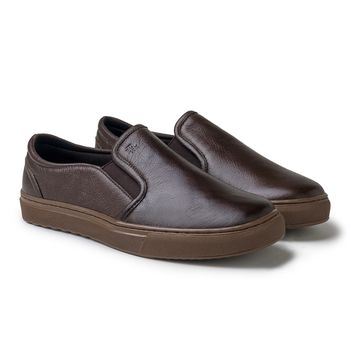 Slip On Yate Masculino Connect em Couro - Café - 07340-2629 - Calçados Laroche