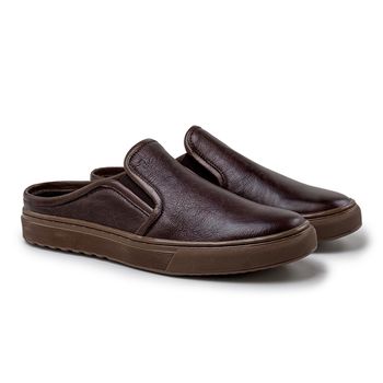 Mule Masculino Connect em Couro - Café - Calçados Laroche
