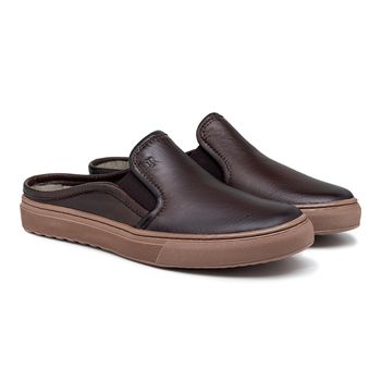 Mule Masculino Connect em Couro - Café + Brinde Po... - DROP LAROCHE