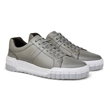 Sapatenis Casual Daytona em Couro - Cinza Silver + Brinde Bag 30anos - Calçados Laroche