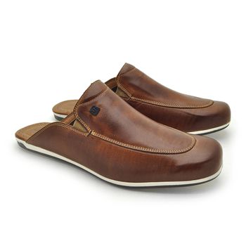 Mule Masculino Dumont em Couro - Tan - 03713-2821 - Calçados Laroche