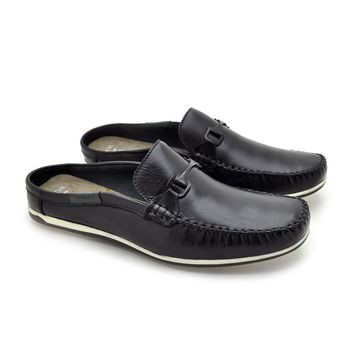 Mule Masculino Dumont em Couro - Preto - 03714-2904 - Calçados Laroche