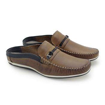 Mule Masculino Dumont em Couro - Whisky - 03717-3072 - Calçados Laroche