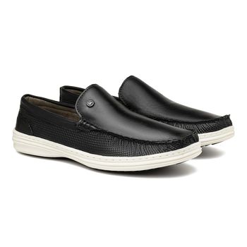 Mocassim Masculino Ferrara em Couro - Preto E L - Calçados Laroche