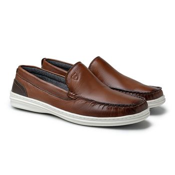 Mocassim Ferrara em Couro - Brown - Calçados Laroche