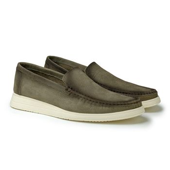 Mocassim Loafer Florença em Couro Nobuque - Cinza E L - 01511-0004 - Calçados Laroche