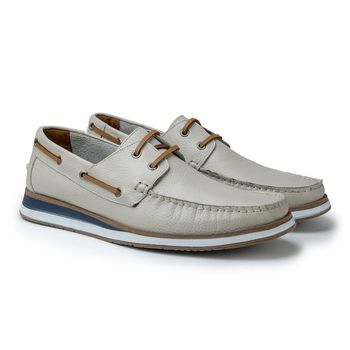 Sapato Masculino Florença em Couro Floater Off White - 01506-2359 - Calçados Laroche