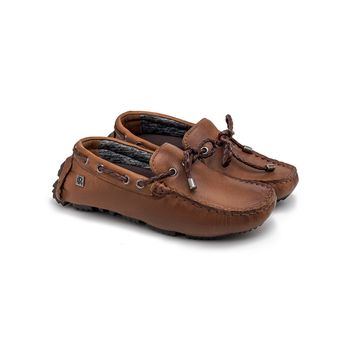 Mocassim Bali Infantil de Couro - Whisky - Calçados Laroche